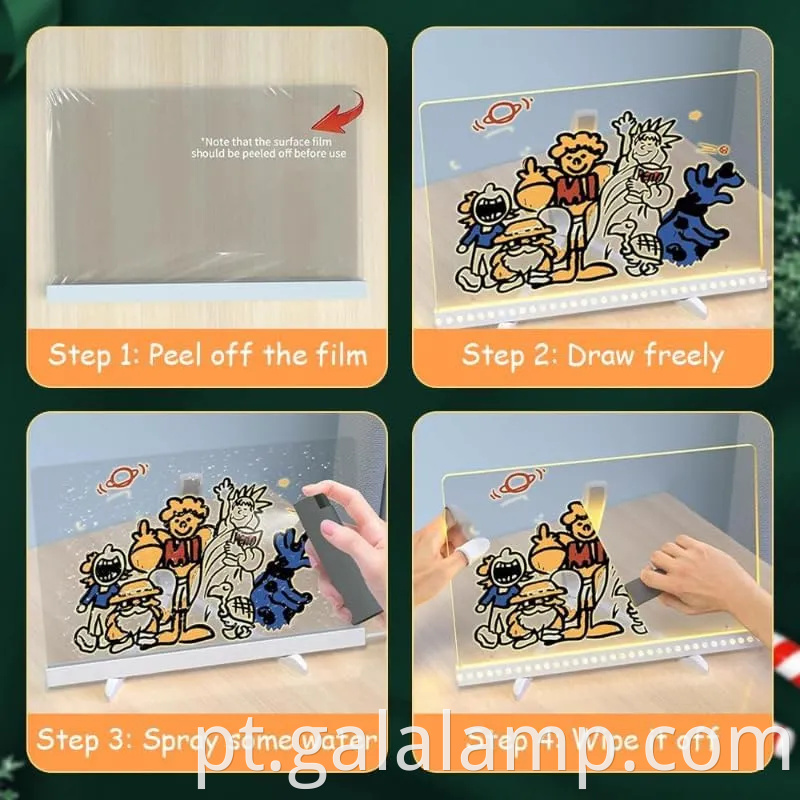 Placa de desenho de luz LED criativa para a placa de mensagem de decoração de casa